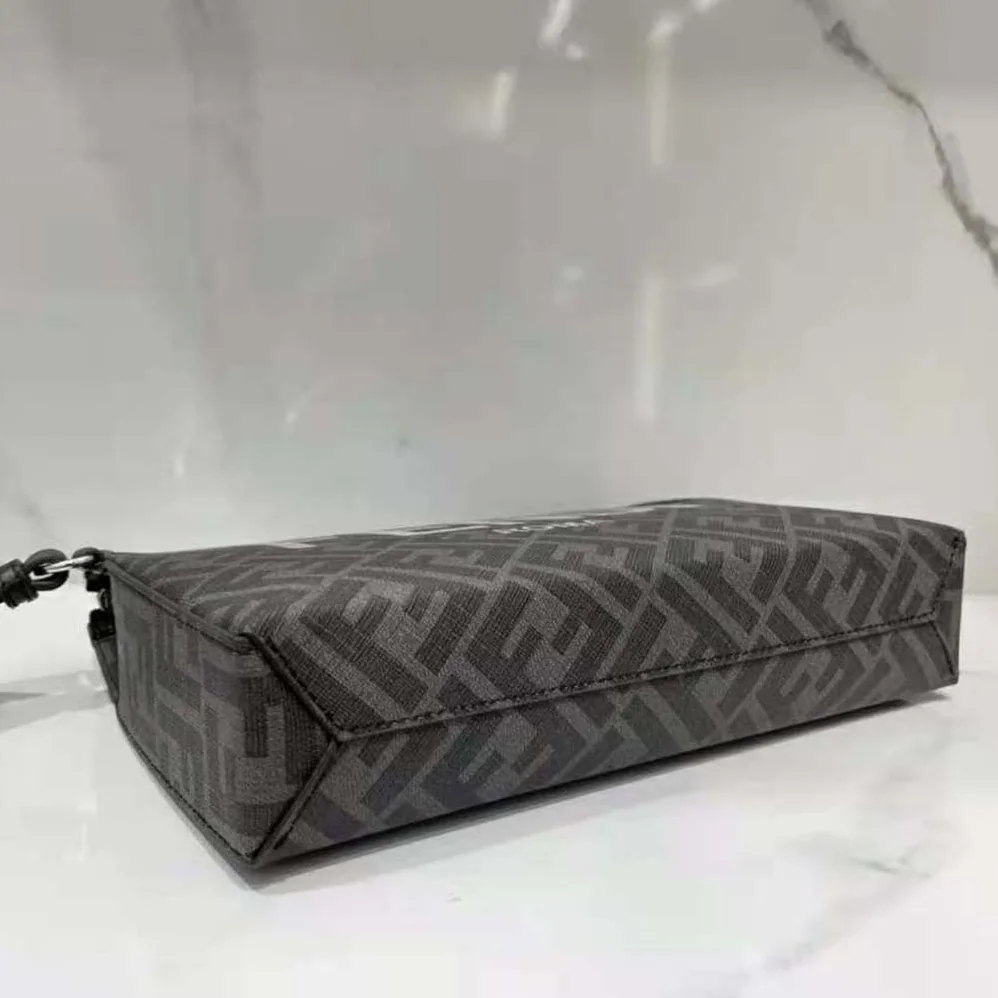 Fendi Clutch Pack Pouch in Black FF Fabric for Men