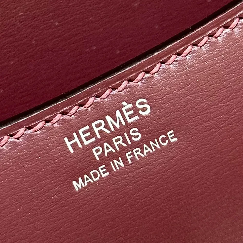 Hermes Constance 24 Bag Box Leather for Women in Maroon/Silver Hermes Constance 24 Bag Box Leather for Women in Maroon/Silver