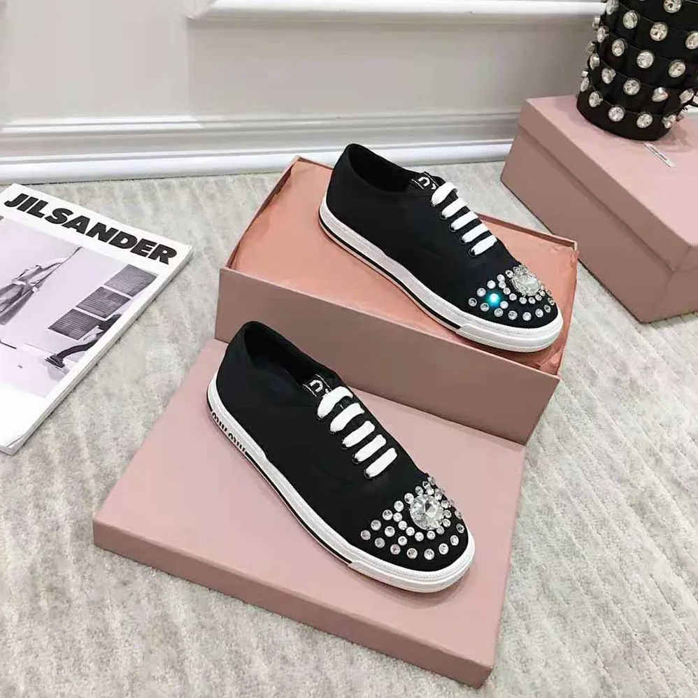 Miu Miu Cotton Gabardine Sneakers for Women in Black Miu Miu Cotton Gabardine Sneakers for Women in Black