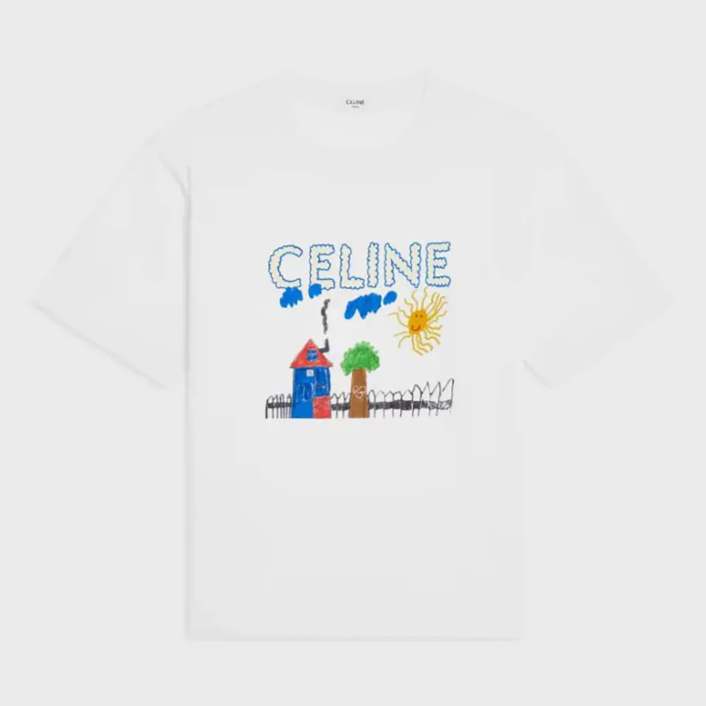 Celine Loose T-Shirt In Cotton Jersey for Men in White Celine Loose T-Shirt In Cotton Jersey for Men in White