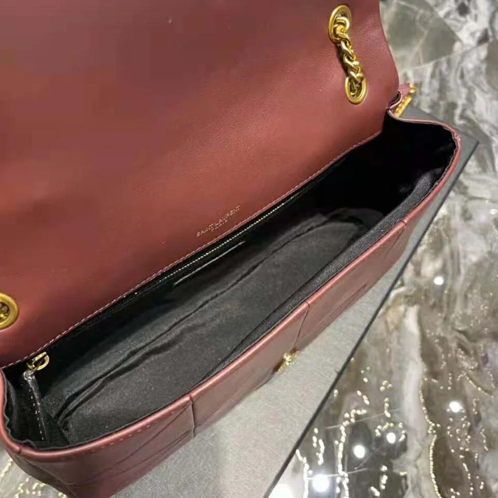 Saint Laurent YSL Jamie Medium Carre Reive Gauche in Lambskin for Women in Maroon