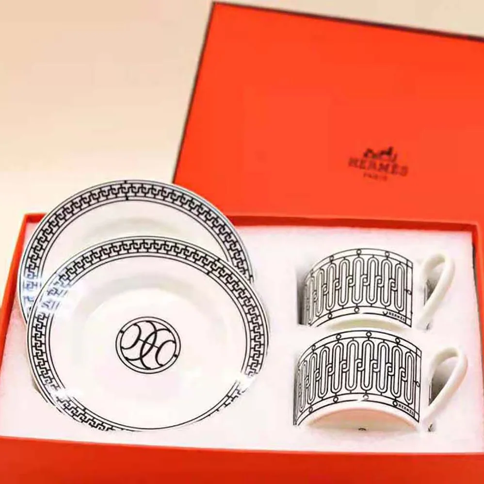 Hermes H Deco Tea Cup and Saucer for Unisex Hermes H Deco Tea Cup and Saucer for Unisex