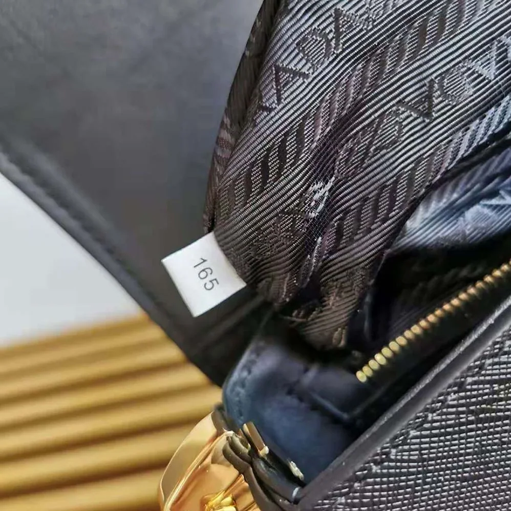 Prada Saffiano Leather Prada Embleme Bag for Women in Black Prada Saffiano Leather Prada Embleme Bag for Women in Black