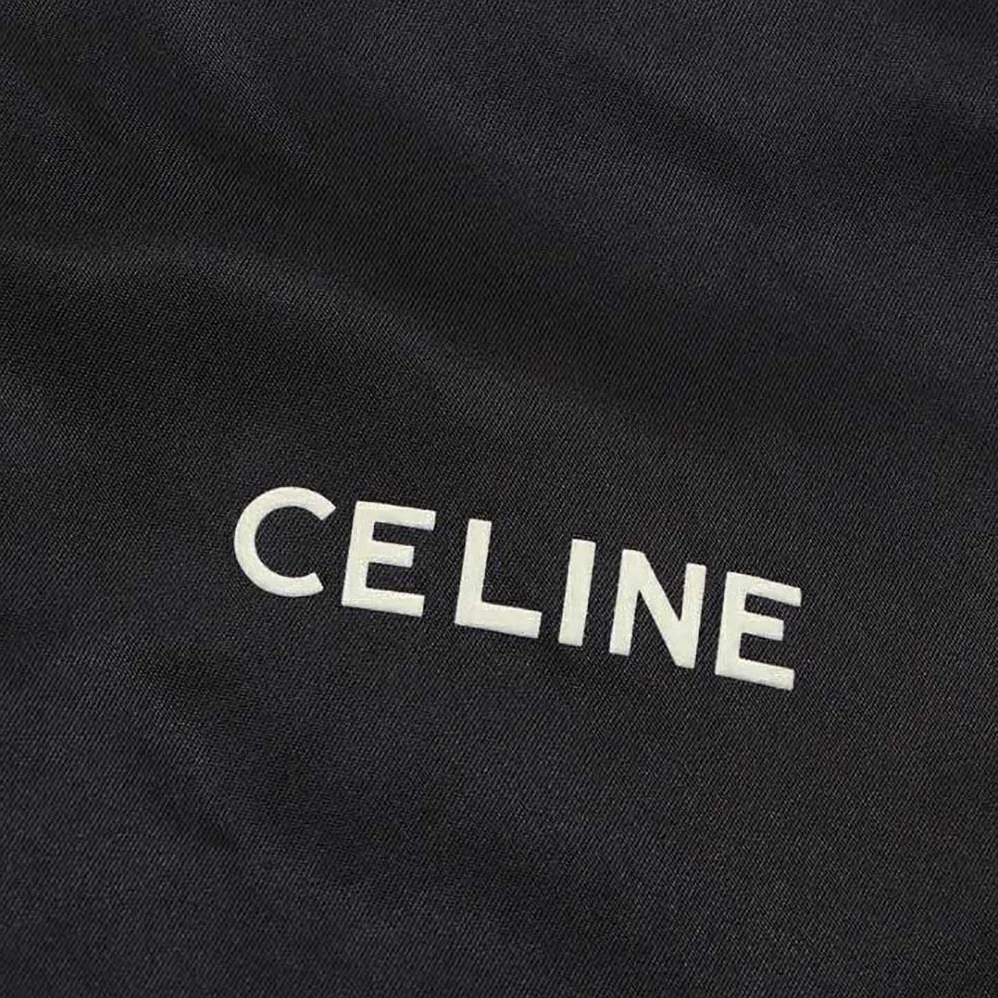 Celine Embroidered Teddy Jacket in Satin-finish Nylon for Men in Black