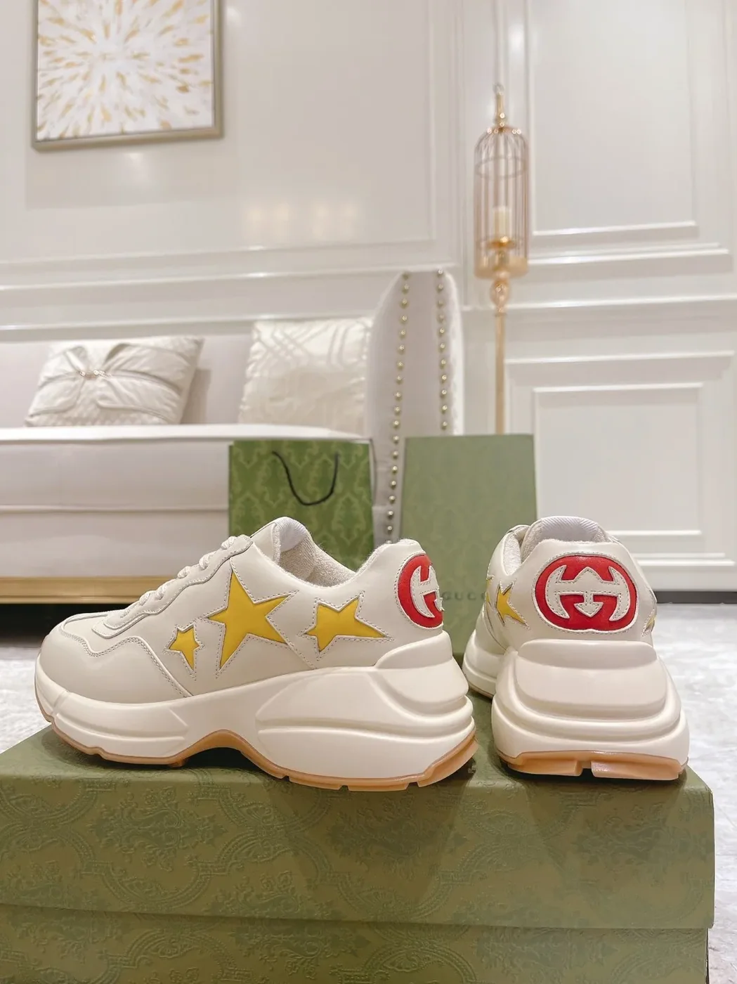 Gucci Rhyton Sneaker With Stars White