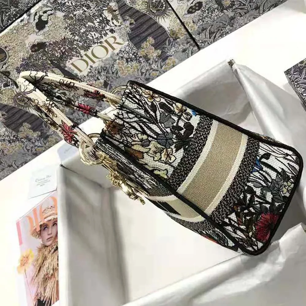 Dior Medium Lady D-lite Bag Multicolor Mille Fleurs Embroidery for Women Dior Medium Lady D-lite Bag Multicolor Mille Fleurs Embroidery for Women