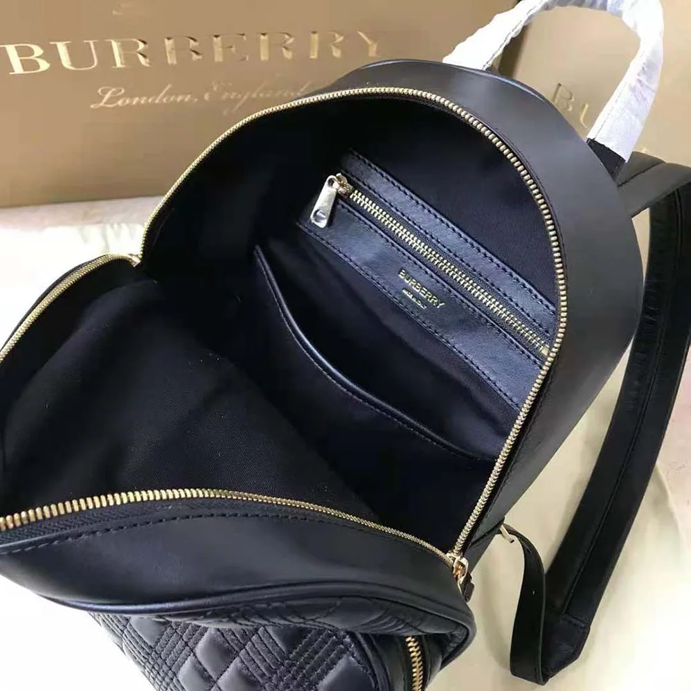 Burberry Quilted Check Lambskin Backpack for Women in Black