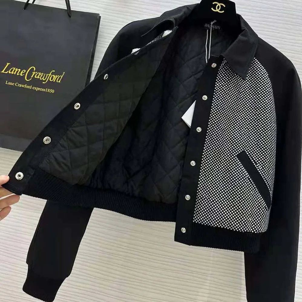 Balmain Cropped Balmain Jacket with Rhinestones for Women