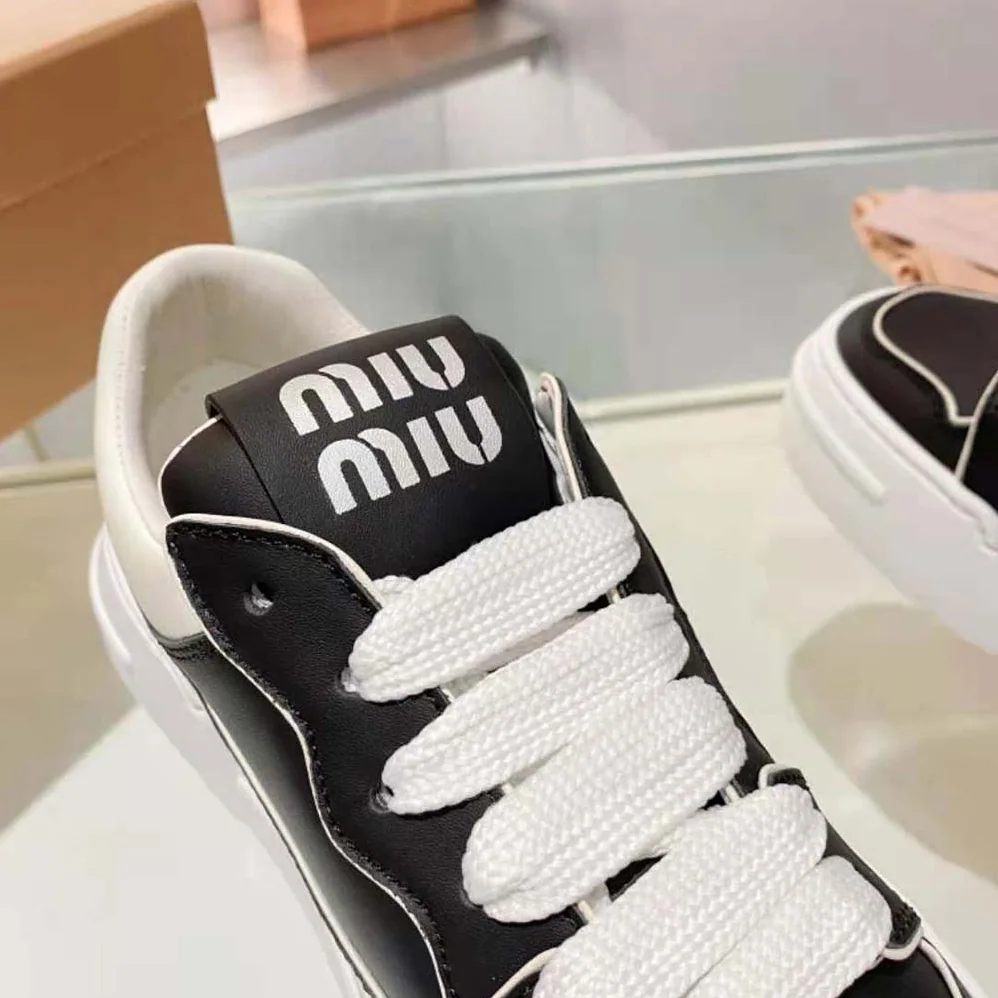 Miu Miu Leather Sneakers for Women in Black