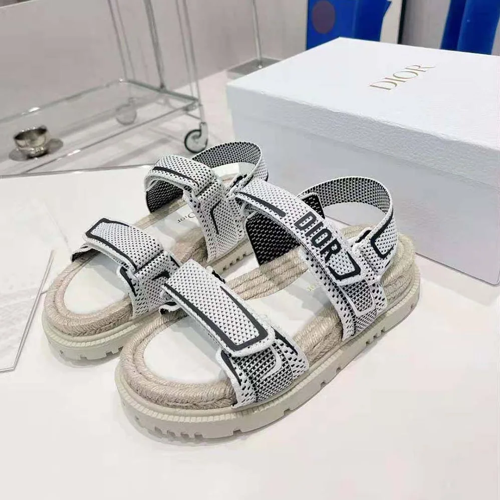 Dior Dioract Sandal White and Black Technical Mesh and Rubber for Women