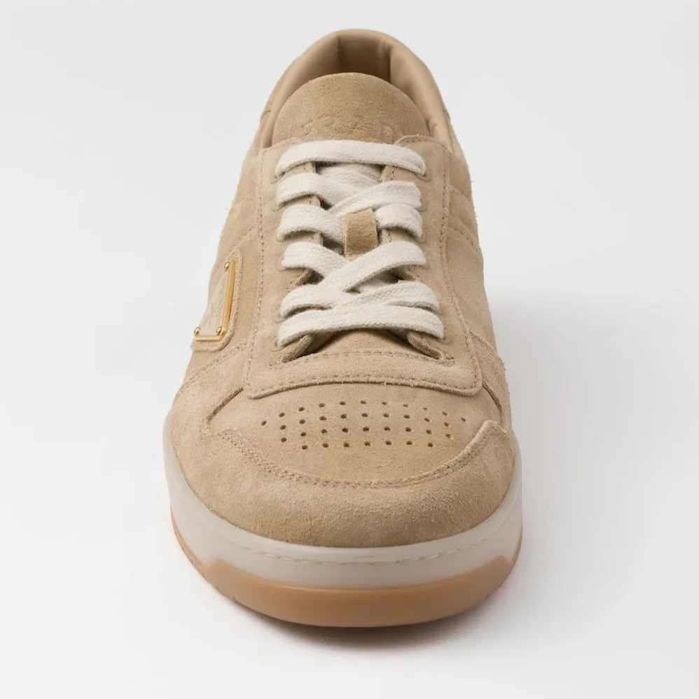 Prada Downtown Delavé Suede Sneakers Ecru 2EE364_Z5O_F0379_F_D002