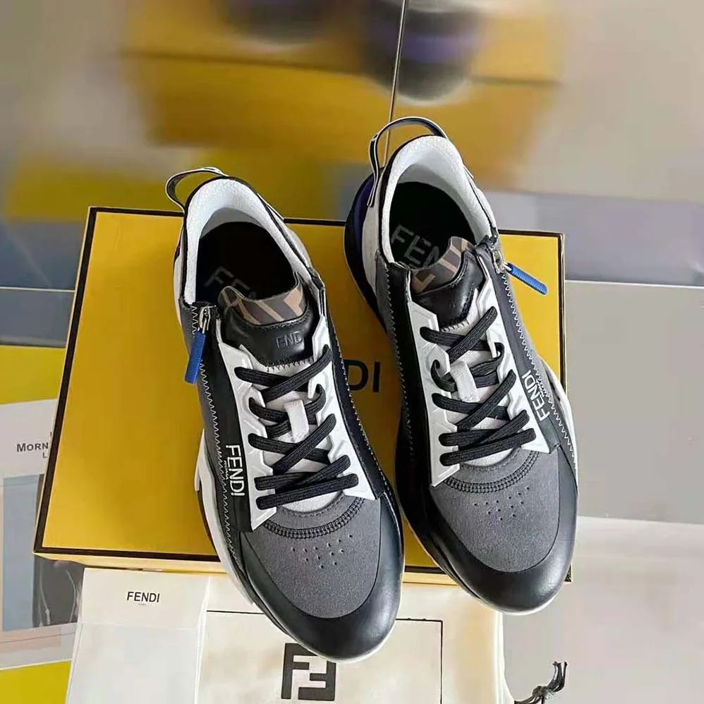 Fendi Flow Suede Low-Tops for Men in Navy