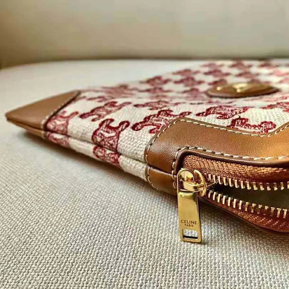 Celine Small Pouch in Textile with Triomphe Embroidery for Women