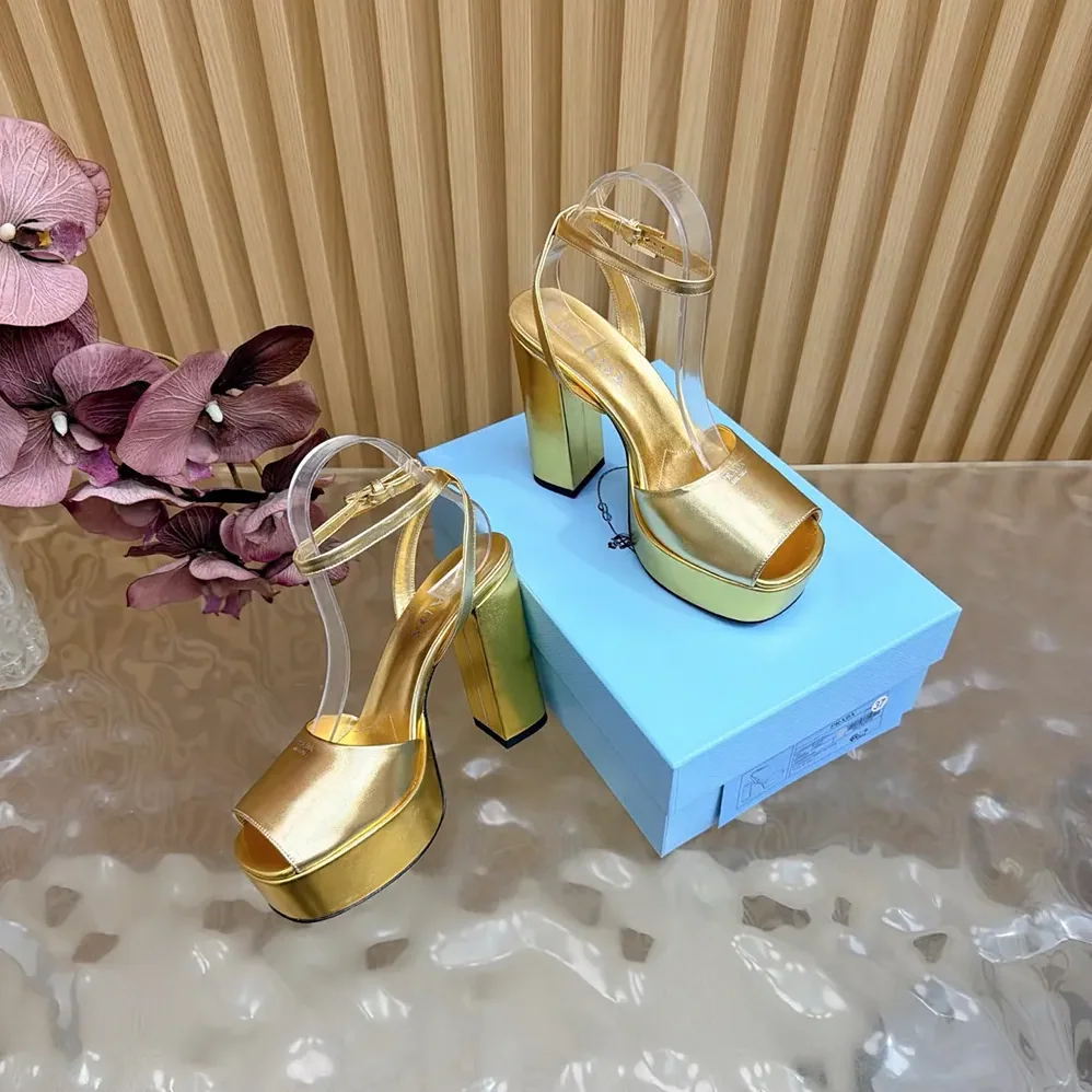 Prada Mordoré Nappa Leather Platform Sandals for Women in Gold Prada Mordoré Nappa Leather Platform Sandals for Women in Gold