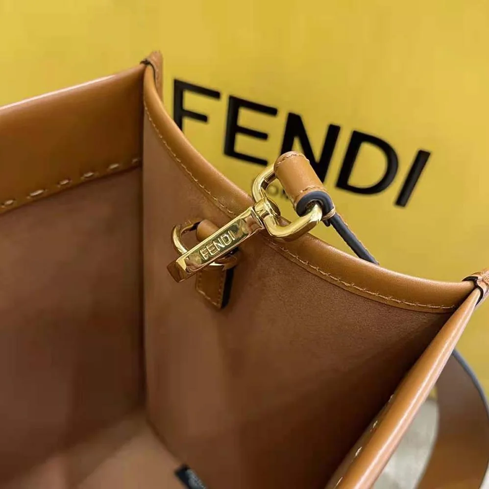 Fendi Sunshine Shopper Leather Shopper for Women in Brown Fendi Sunshine Shopper Leather Shopper for Women in Brown
