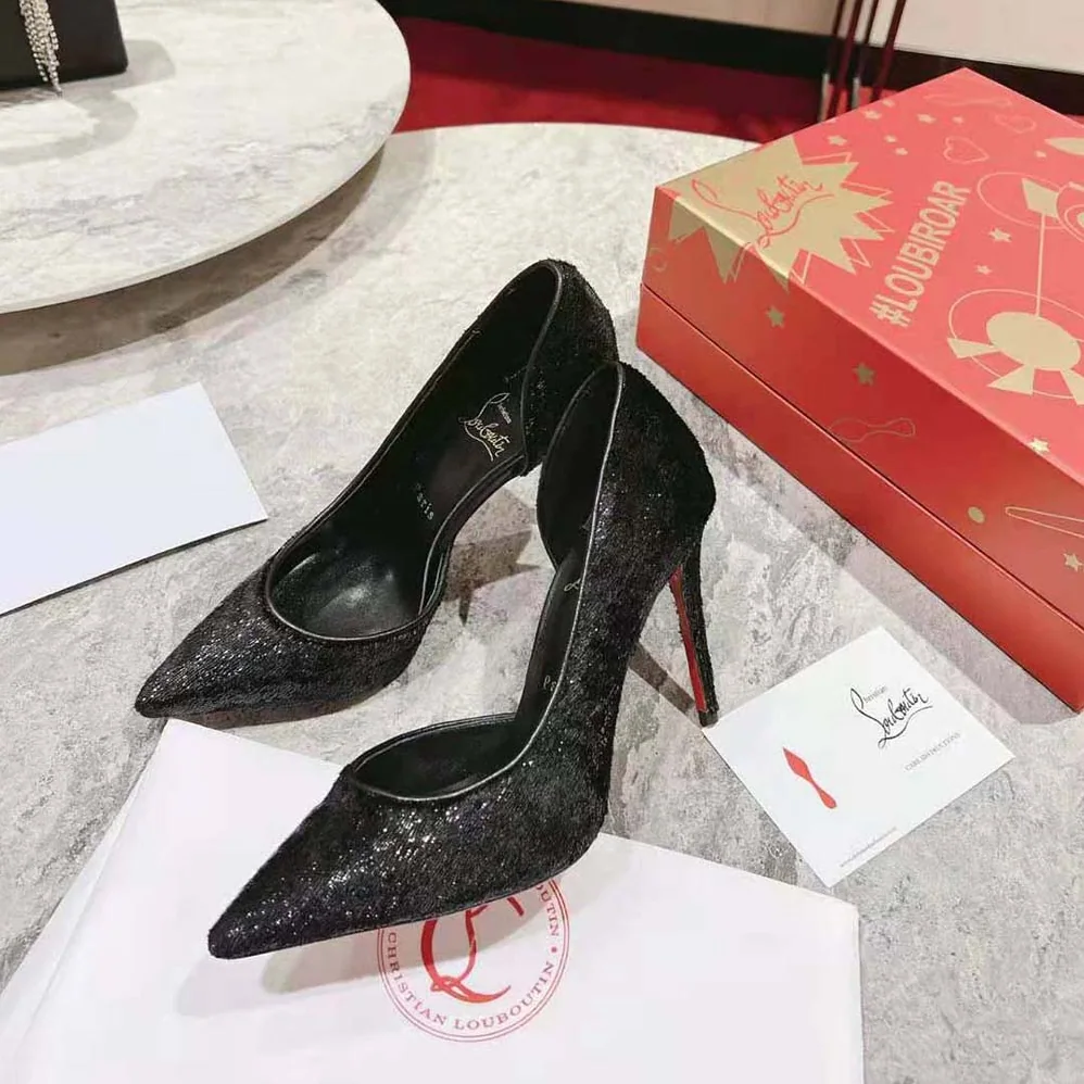 Christian Louboutin Iriza 100 mm Heel Height for Women in Black Christian Louboutin Iriza 100 mm Heel Height for Women in Black