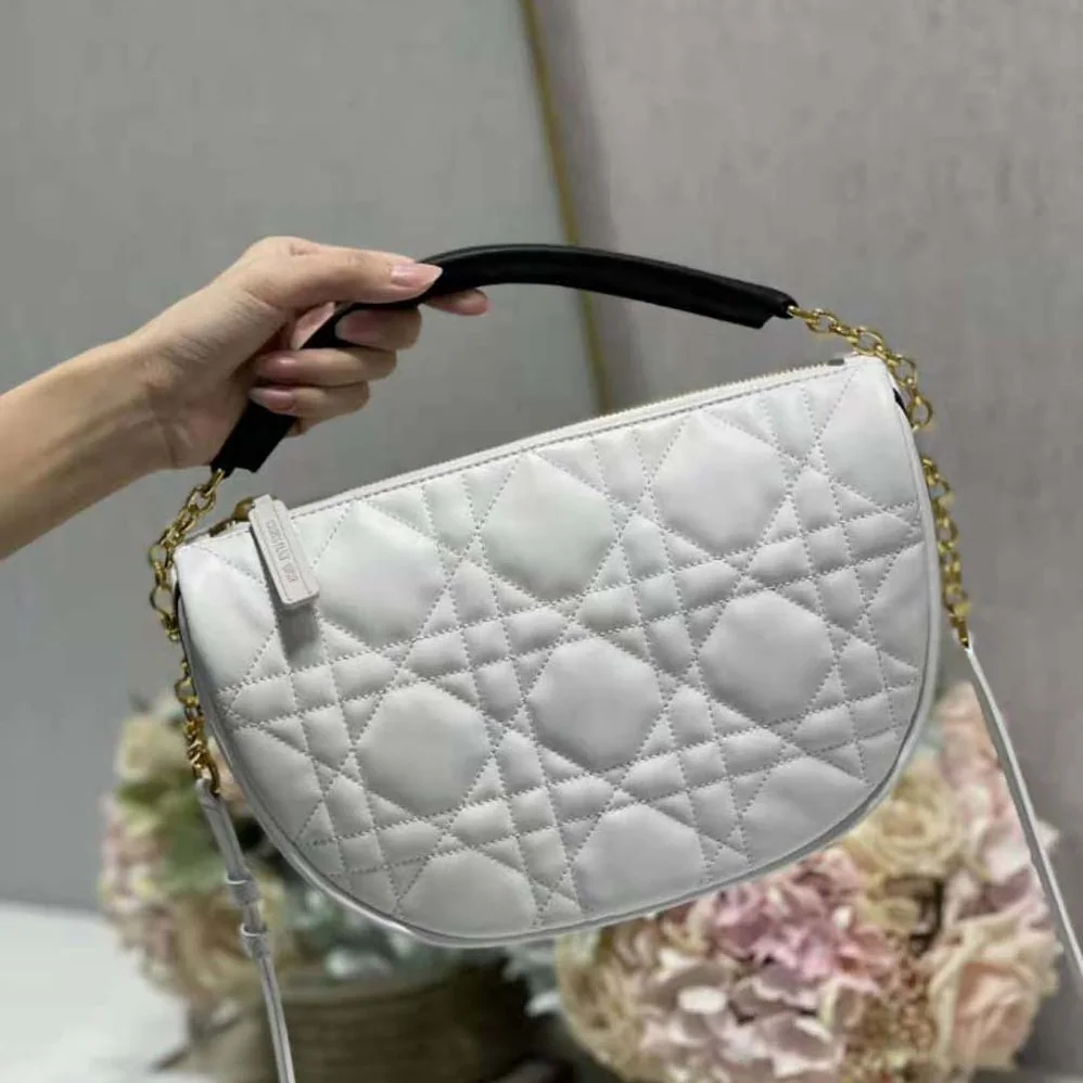 Dior Medium Dior Vibe Hobo Bag White Cannage Lambskin for Women