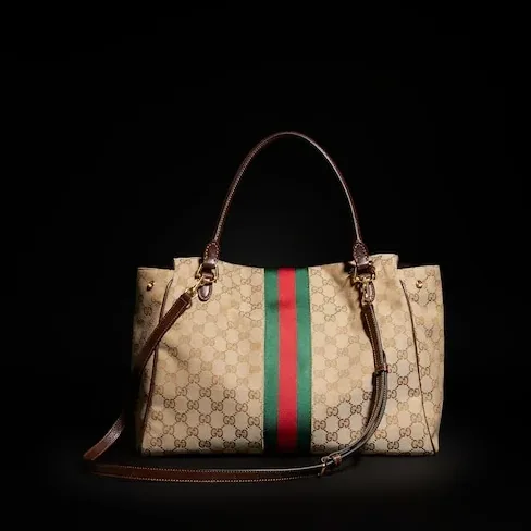 Gucci Paparazzo Large Top Handle Bag / Sand/ Dark Brown Gold Hardware