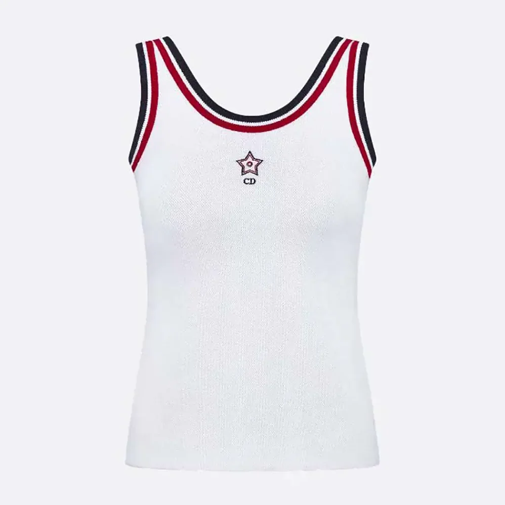 Dior Vibe Tank Top White Technical Mesh with Three for Men in Tone Signature Dior Vibe Tank Top White Technical Mesh with Three for Men in Tone Signature