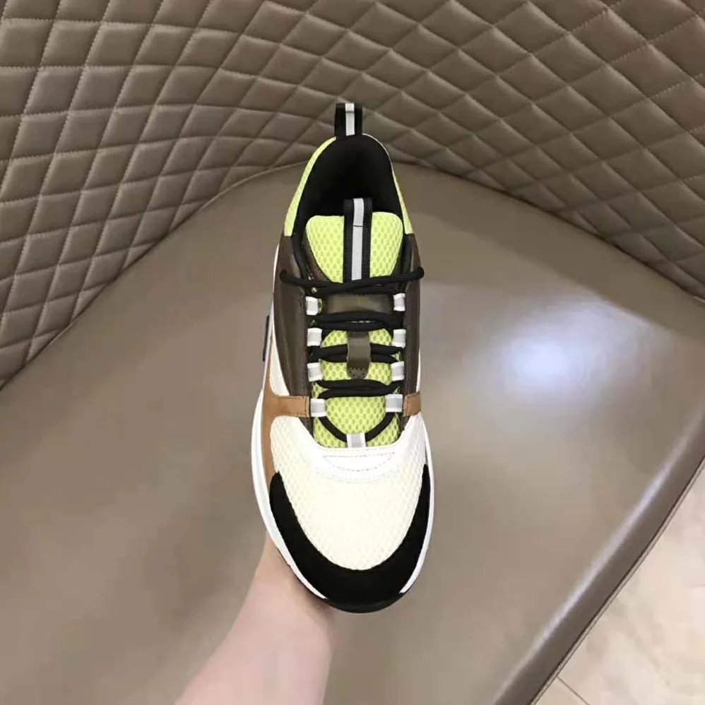 Dior B22 Sneaker Green and White Technical Mesh with Ebony and Camel Smooth Calfskin for Men Dior B22 Sneaker Green and White Technical Mesh with Ebony and Camel Smooth Calfskin for Men