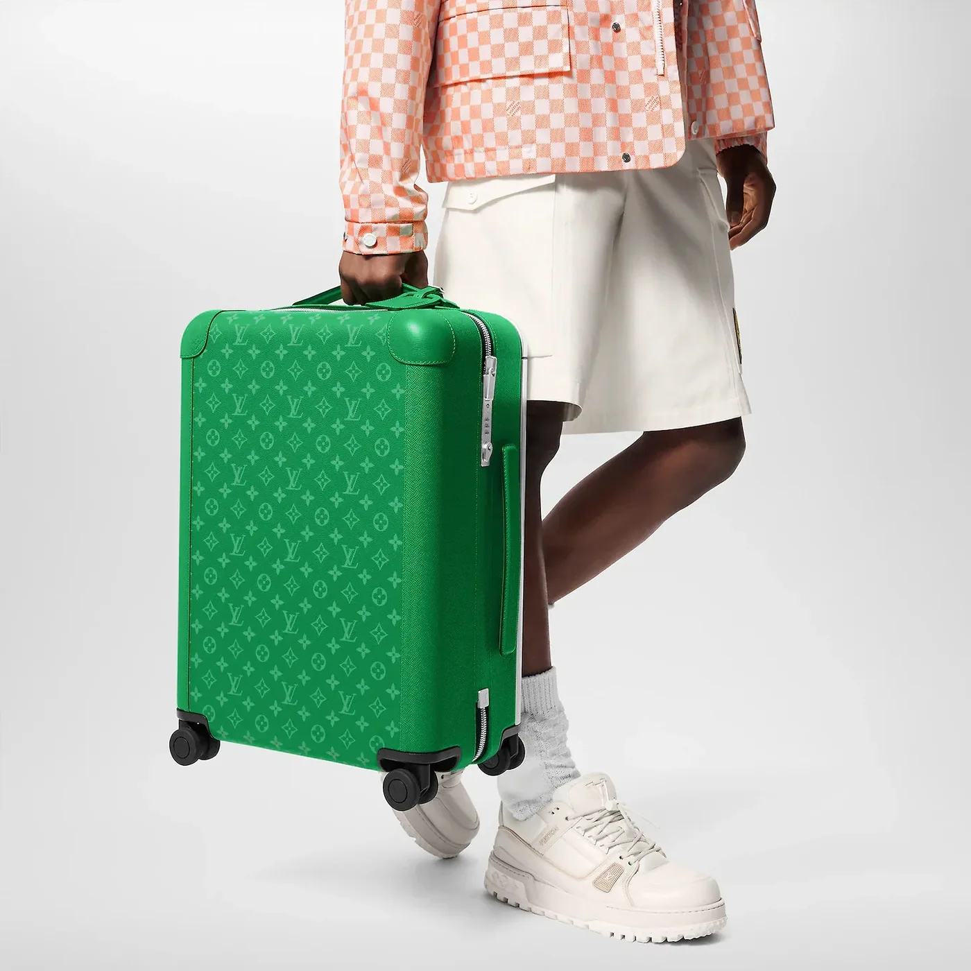 Louis Vuitton Horizon 55 Suitcase in Green Silver Hardware