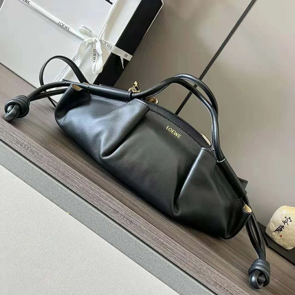 Loewe Small Paseo Bag in Shiny Nappa Calfskin for Women in Black