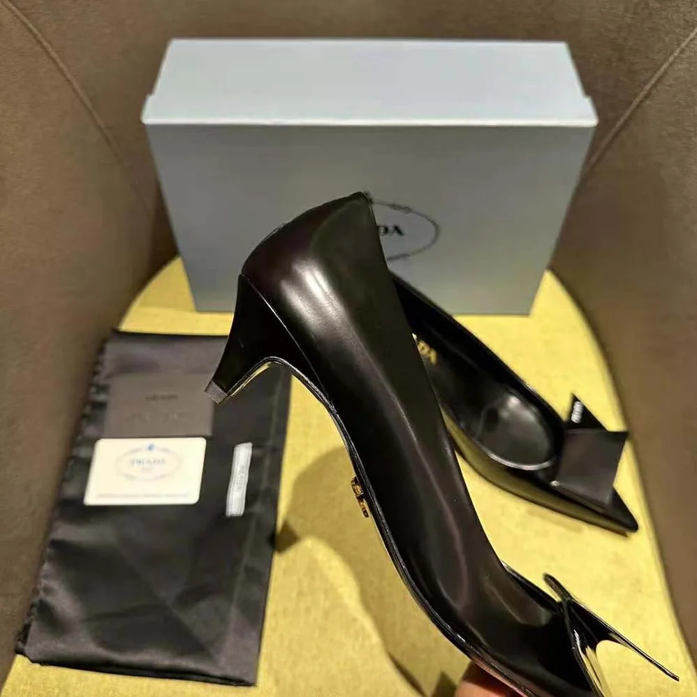 Prada Brushed Leather Pumps for Women in Black Prada Brushed Leather Pumps for Women in Black