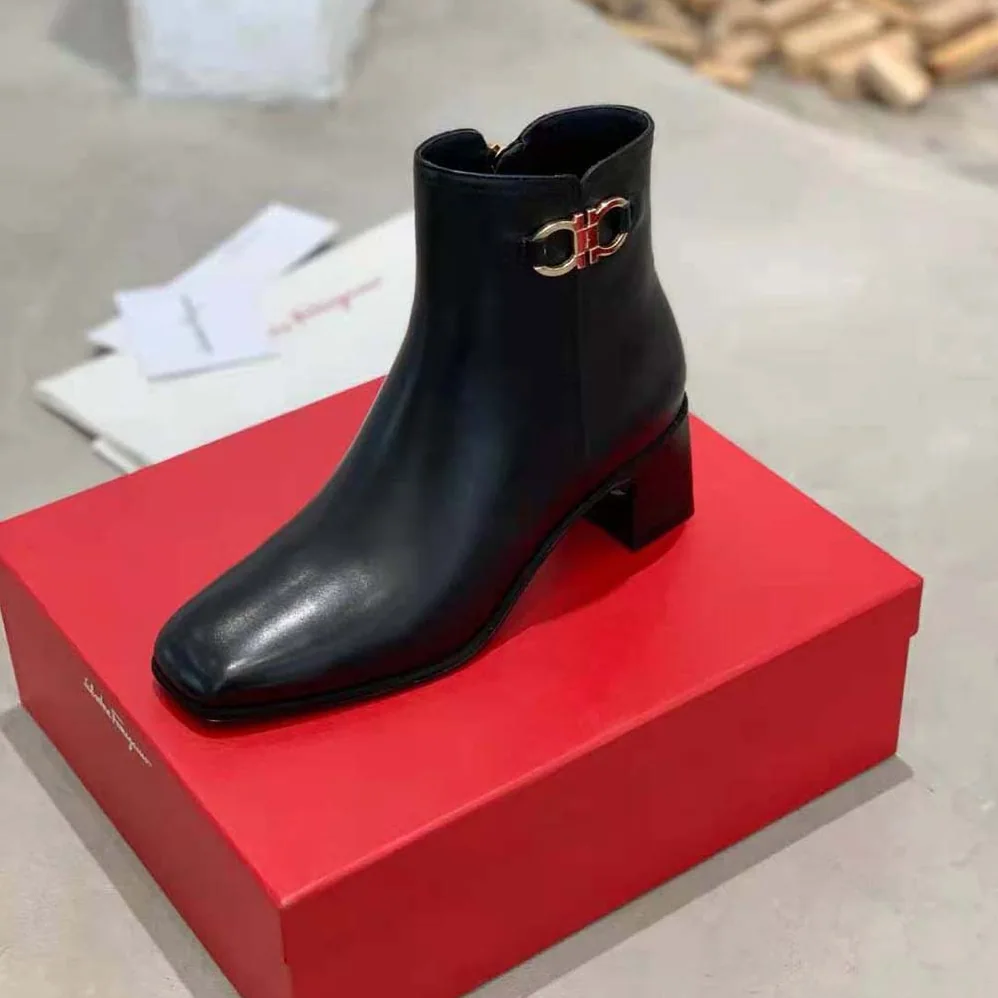 Salvatore Ferragamo Gancini Bootie in 55mm Heel for Women in Black