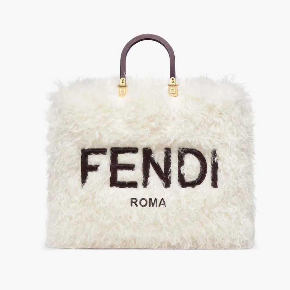 Fendi Sunshine Large White Mohair Shopper for Women Fendi Sunshine Large White Mohair Shopper for Women