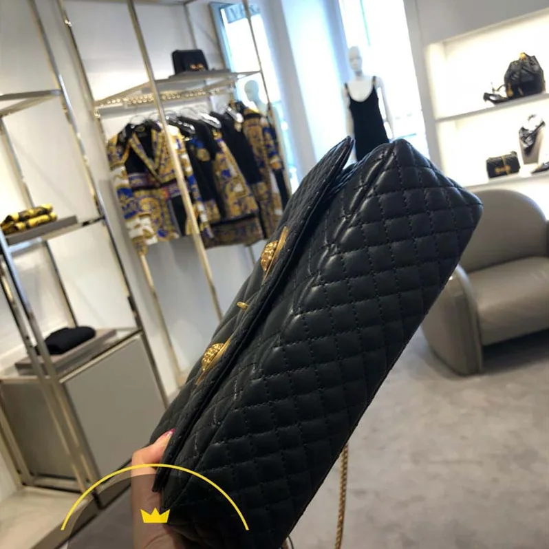 Versace Quilted Icon Shoulder Bag in Nappa Leather for Women in Black Versace Quilted Icon Shoulder Bag in Nappa Leather for Women in Black