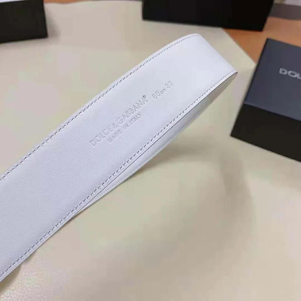 Dolce Gabbana D&G Calfskin Belt with DG Logo for Women in White Dolce Gabbana D&G Calfskin Belt with DG Logo for Women in White