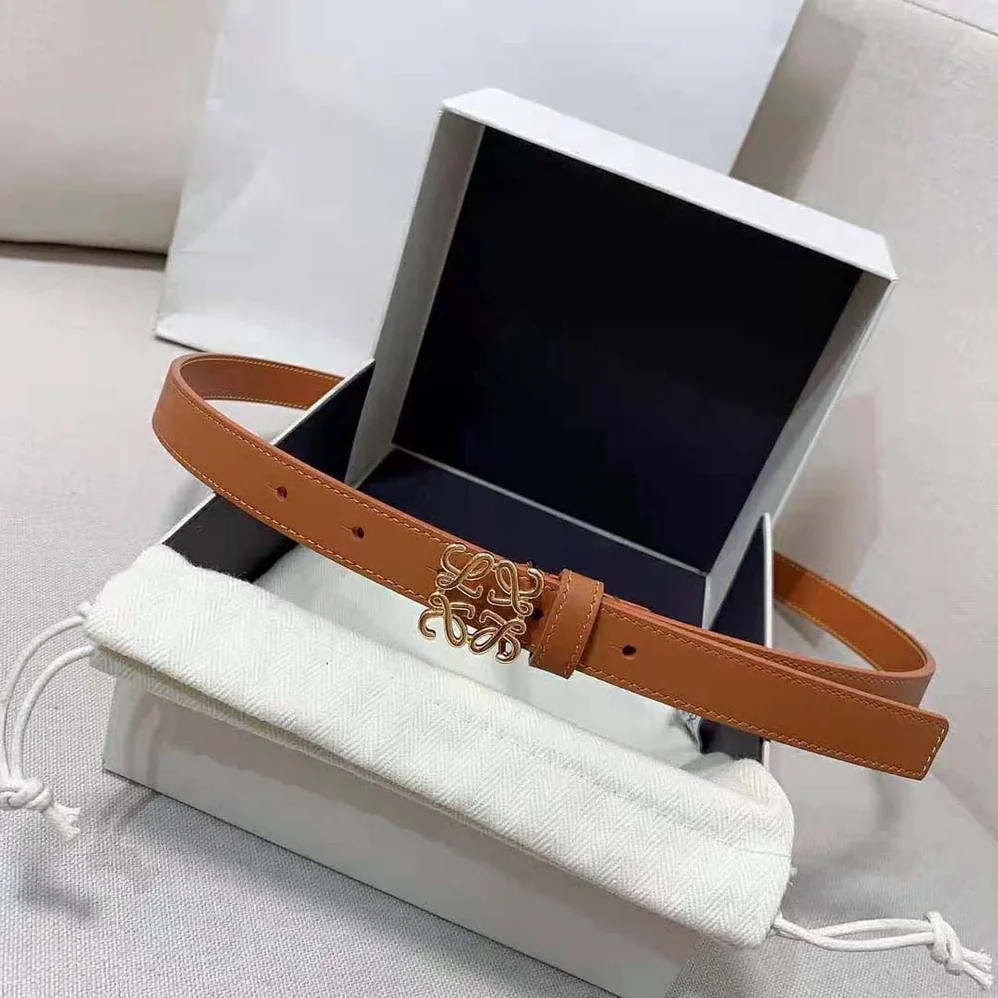 Loewe Anagram Belt in Pebble Grain Calfskin for Women in Tan/Gold Loewe Anagram Belt in Pebble Grain Calfskin for Women in Tan/Gold