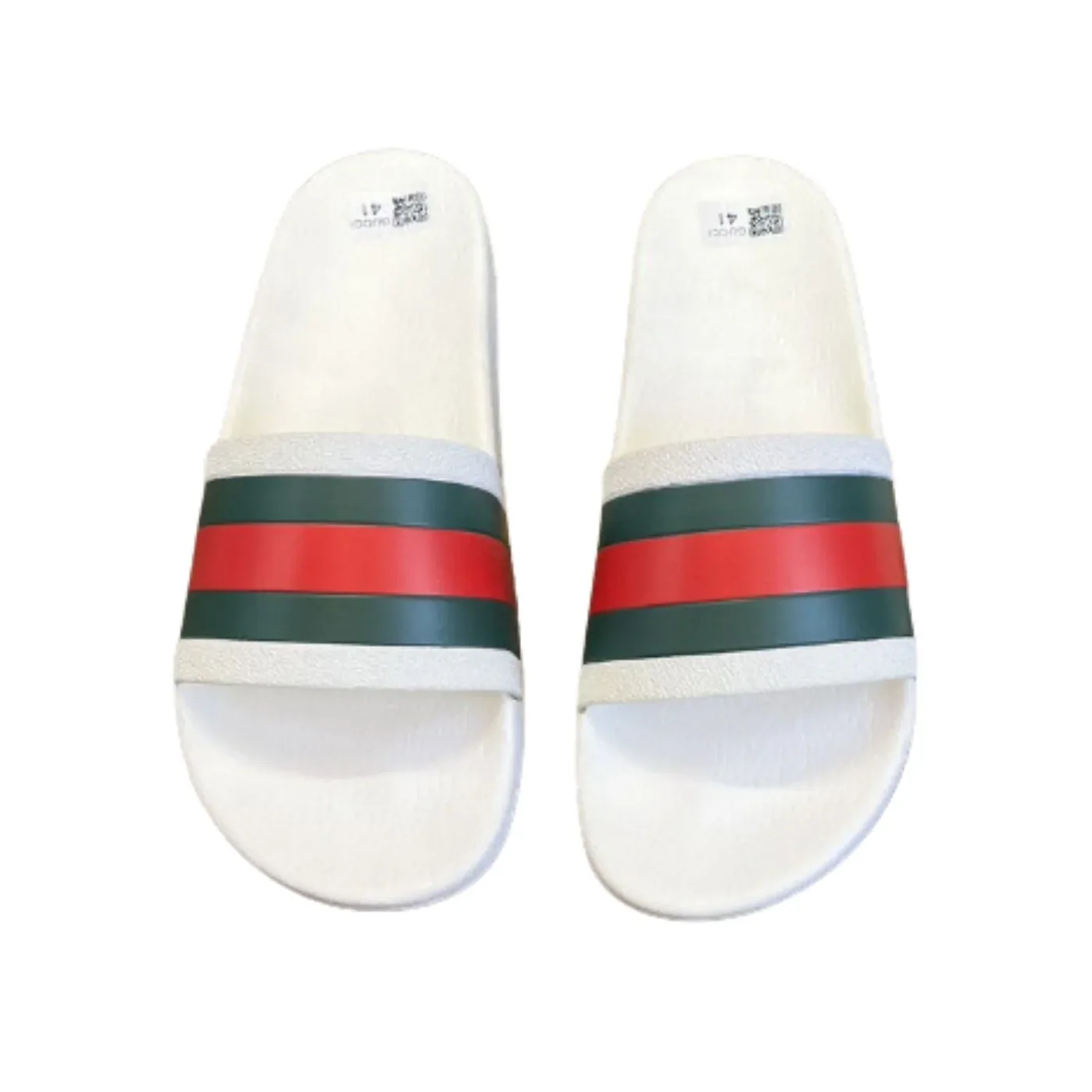 Gucci Web Rubber Slide Sandal White Gucci Web Rubber Slide Sandal White