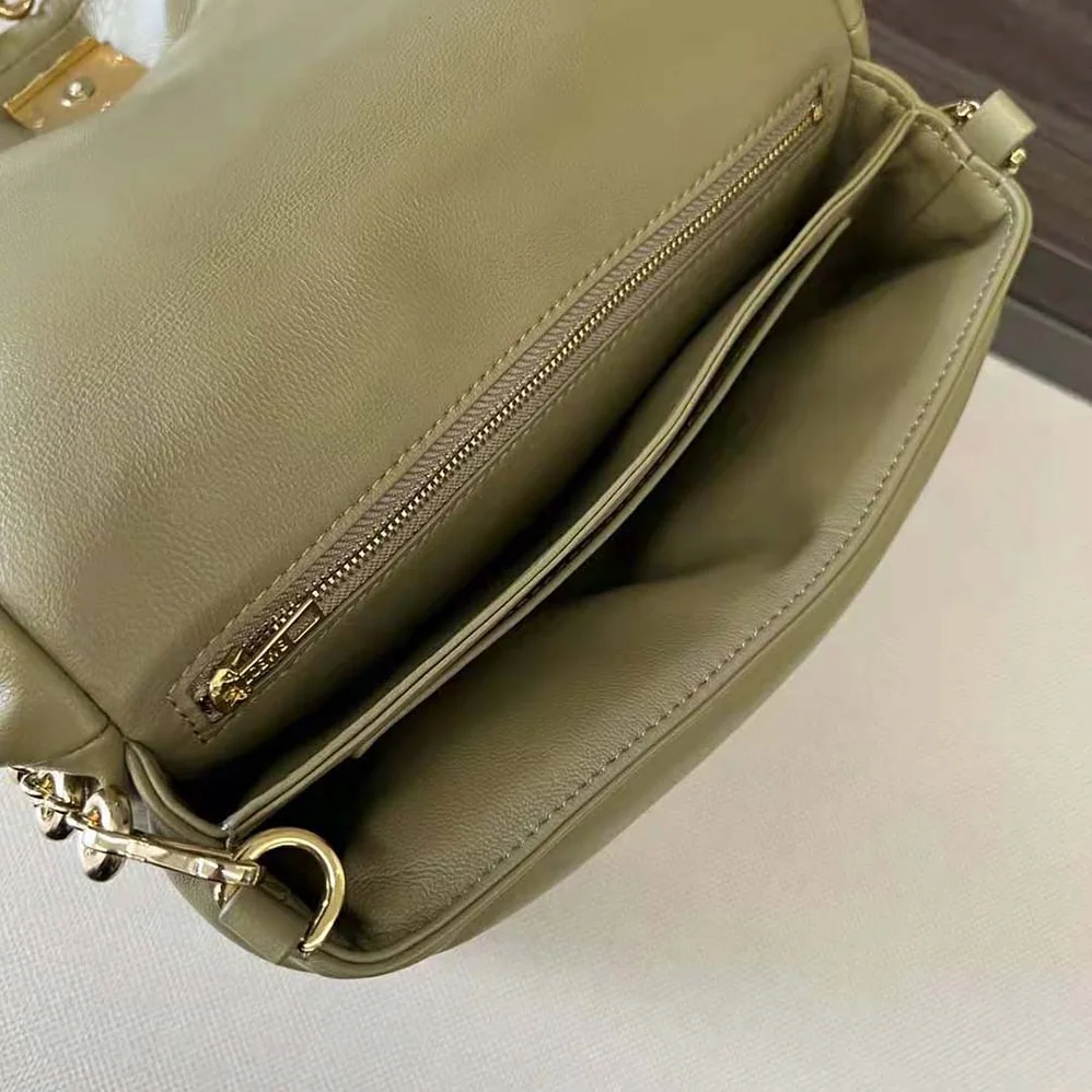 Loewe Puffer Goya Bag in Shiny Nappa Lambskin for Women in Clay Green Loewe Puffer Goya Bag in Shiny Nappa Lambskin for Women in Clay Green