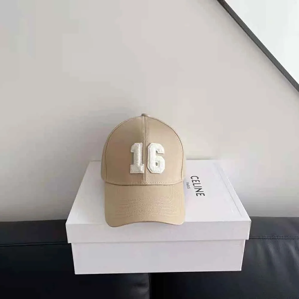 Celine 16 Patch Cotton Baseball Cap for Women in Beige
