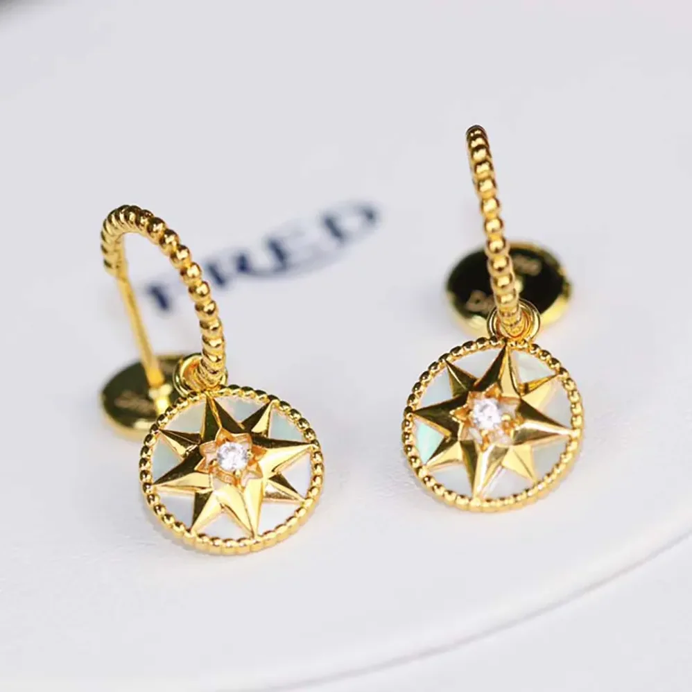 Dior Rose des Vents Earrings Yellow Gold Diamonds and Mother-of for Women in Pearl Dior Rose des Vents Earrings Yellow Gold Diamonds and Mother-of for Women in Pearl