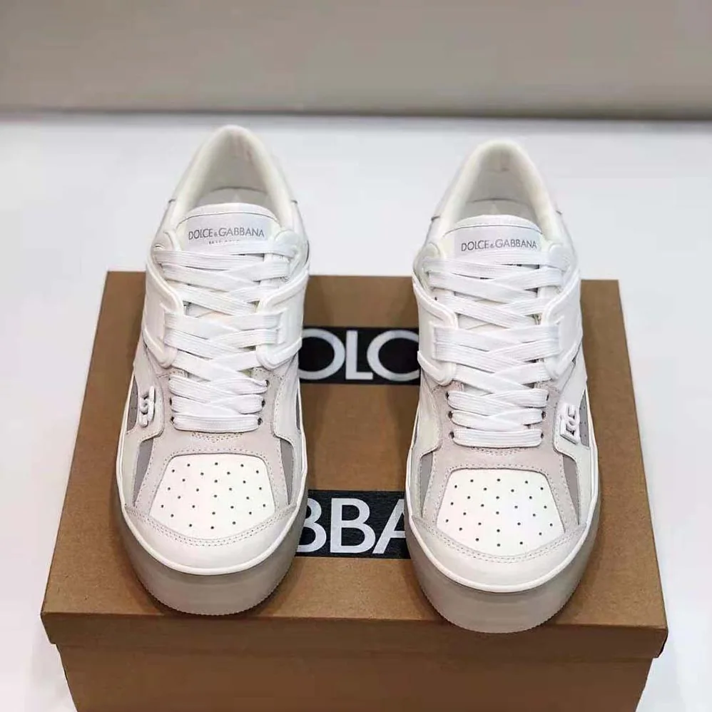 Dolce Gabbana D&G Mixed-Material Custom 2.Zero Sneakers for Men in White Dolce Gabbana D&G Mixed-Material Custom 2.Zero Sneakers for Men in White