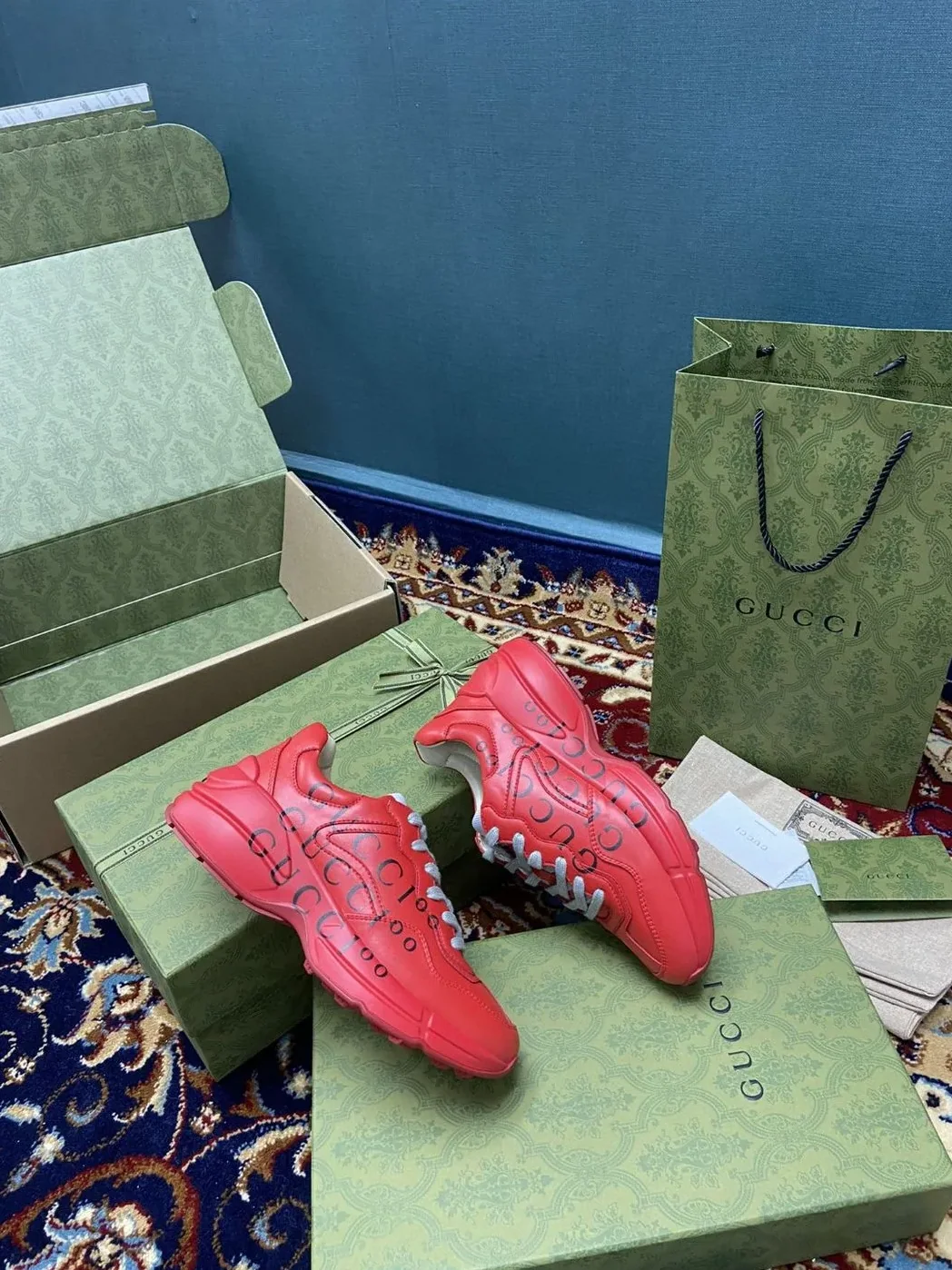 Gucci 100 Rhyton Sneaker Red for Men