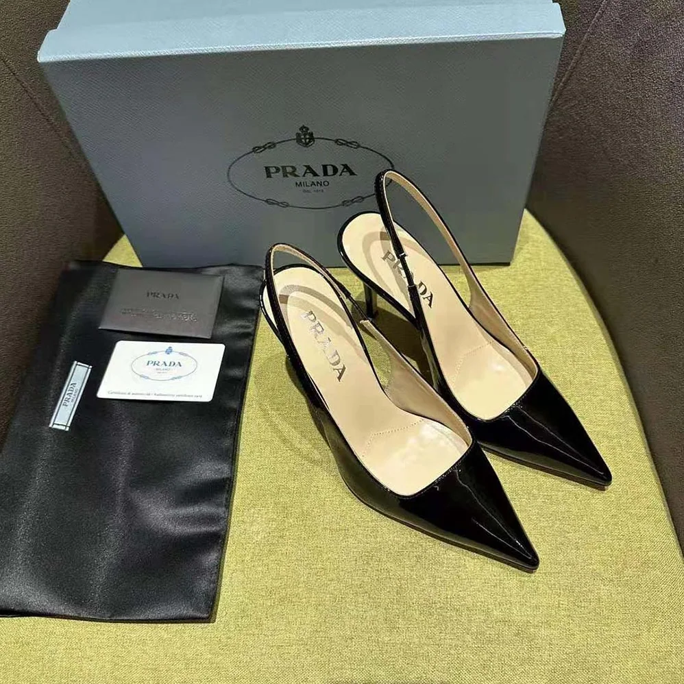 Prada Patent Leather Slingbacks for Women in Black