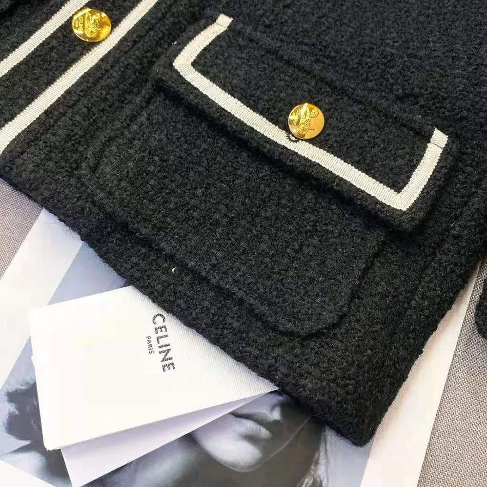 Celine Chasseur Jacket in Boucle Tweed for Women in Black Celine Chasseur Jacket in Boucle Tweed for Women in Black