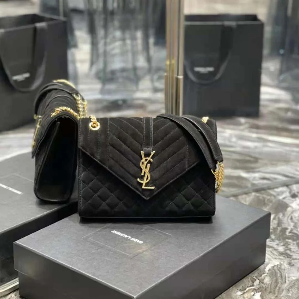 Saint Laurent YSL Envelope Medium Bag in Mix Matelasse Suede for Women Saint Laurent YSL Envelope Medium Bag in Mix Matelasse Suede for Women