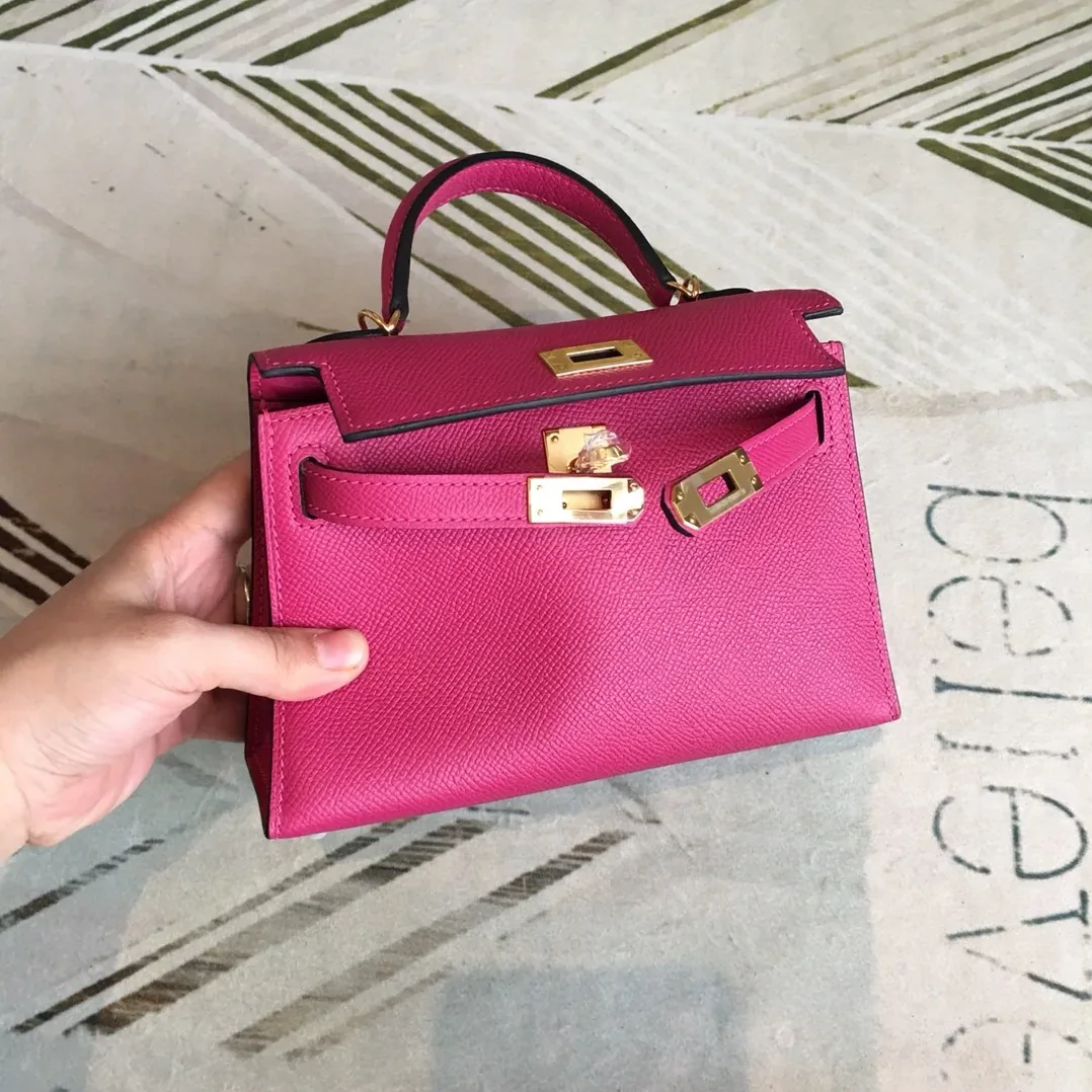 Hermes Mini Kelly Pink Gold Toned Hardware /