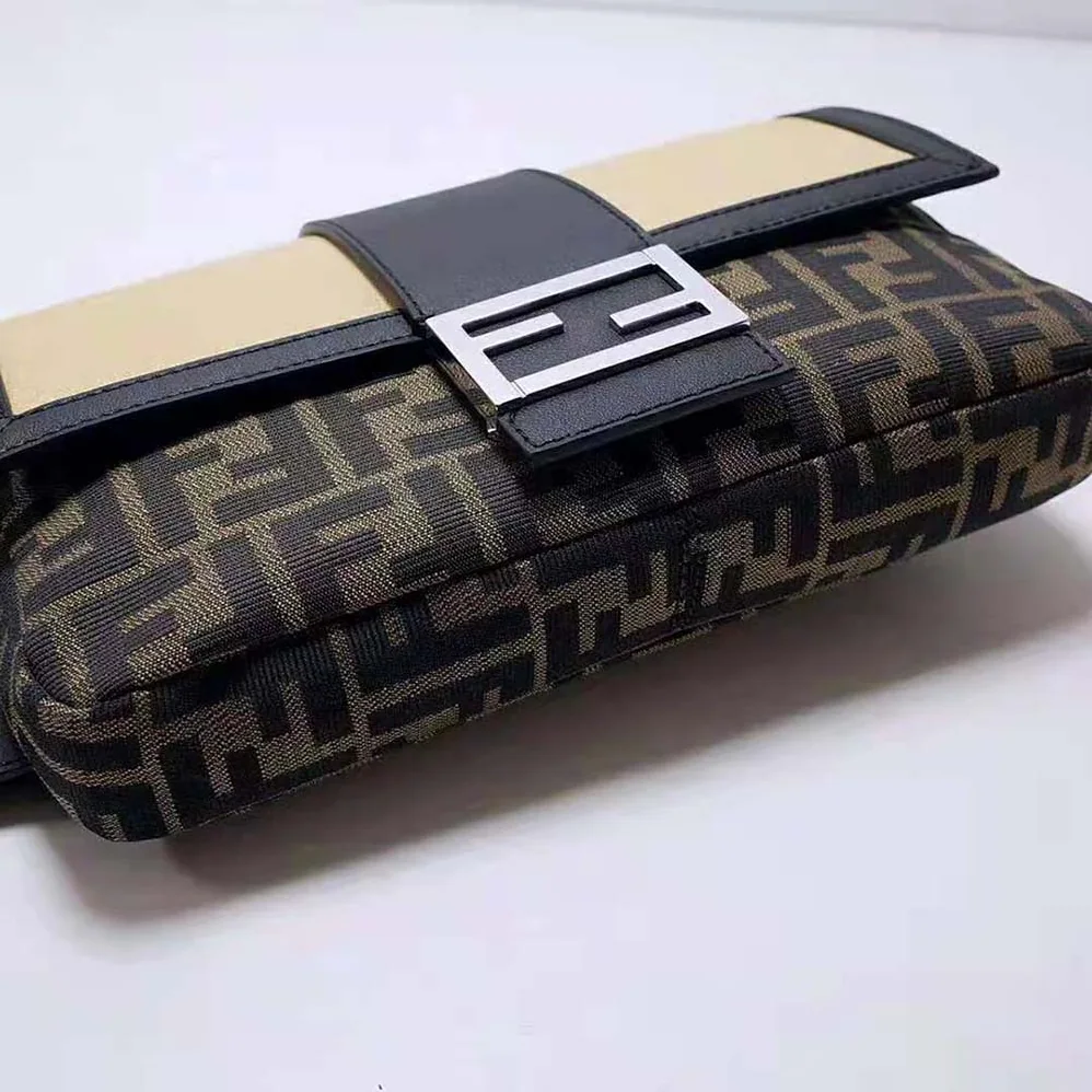 Fendi Baguette Brown Fabric Bag for Men in Black Fendi Baguette Brown Fabric Bag for Men in Black
