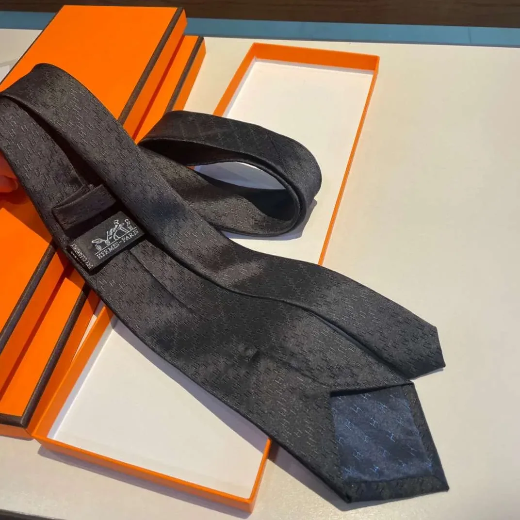Hermes Faconnee H Tie Black Hermes Faconnee H Tie Black