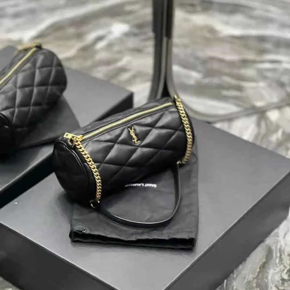 Saint Laurent YSL Sade Mini Tube Bag in Quilted Lambskin for Women in Black