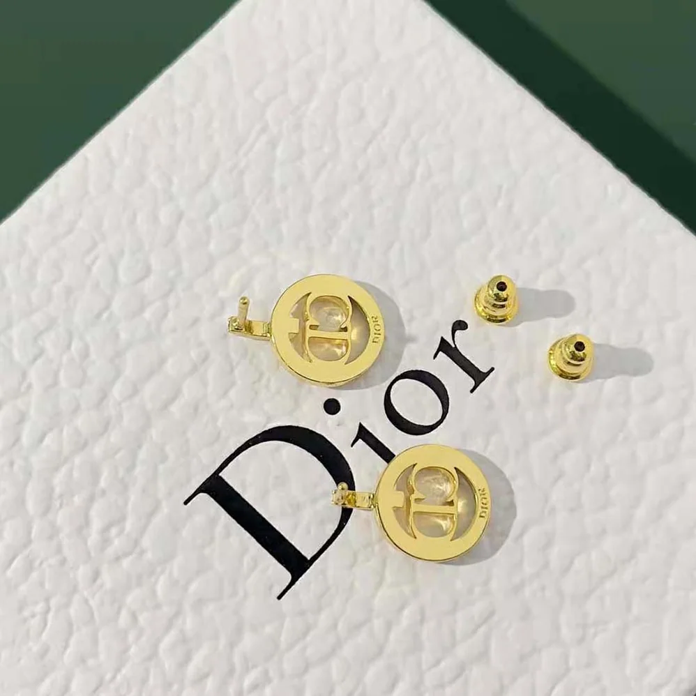 Dior Clair D Lune Earrings Gold-Finish Metal and Silver for Women in Tone Crystals
