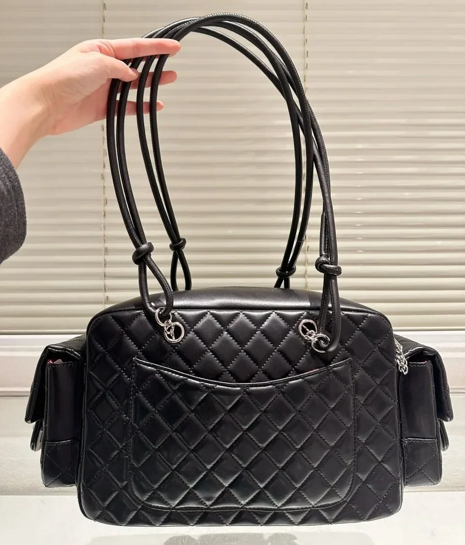 Chanel Cambon Ligne Reporter Bag in Black Silver Hardware