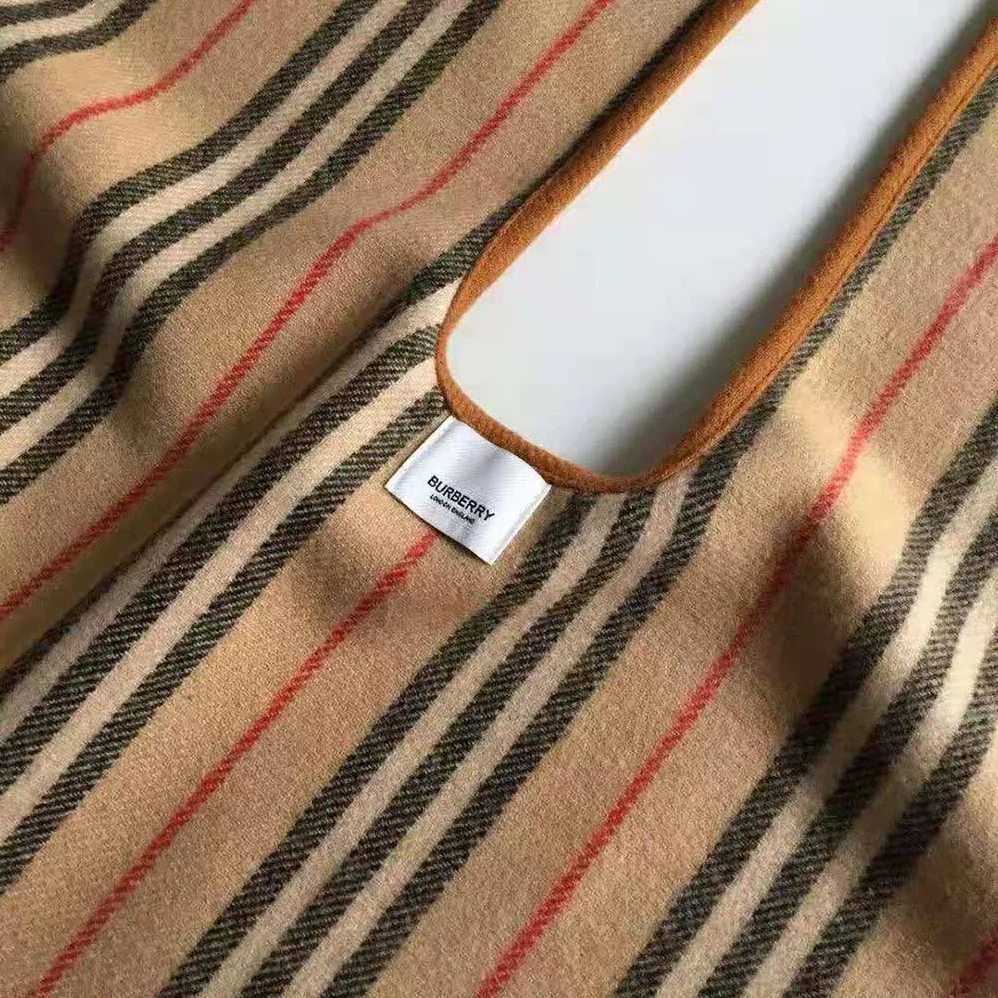 Burberry Lcon Stripe Detail Wool Cape for Women in Brown