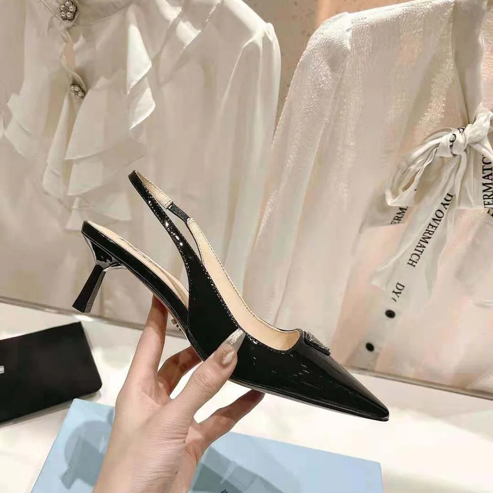 Prada Patent-Leather Slingback Pumps for Women in Black Prada Patent-Leather Slingback Pumps for Women in Black