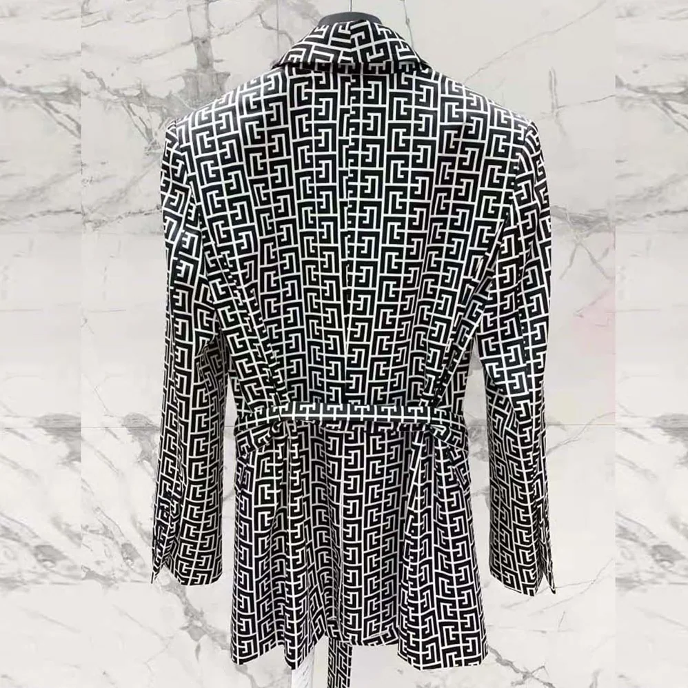 Balmain Monogram Printed Jacket with Shawl Collar for Women